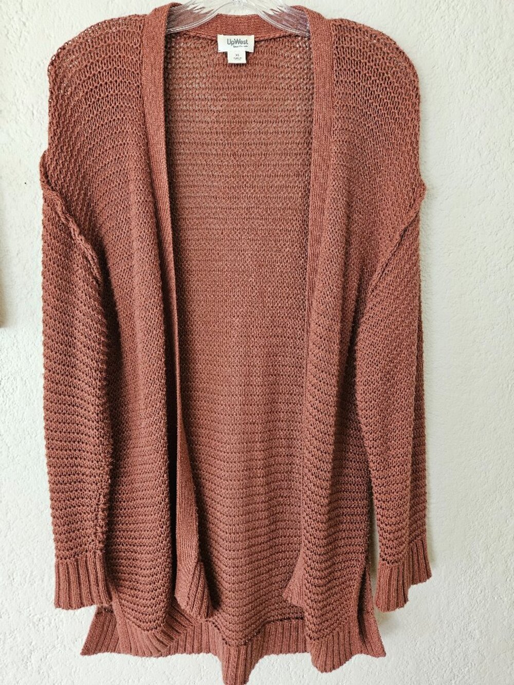 UpWest Open Weave Knit Cardigan Sweater in Rust – Size M